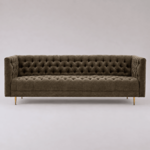 rengard home furniture indoor interior 3 seater sofa green boucle quilted buttoned