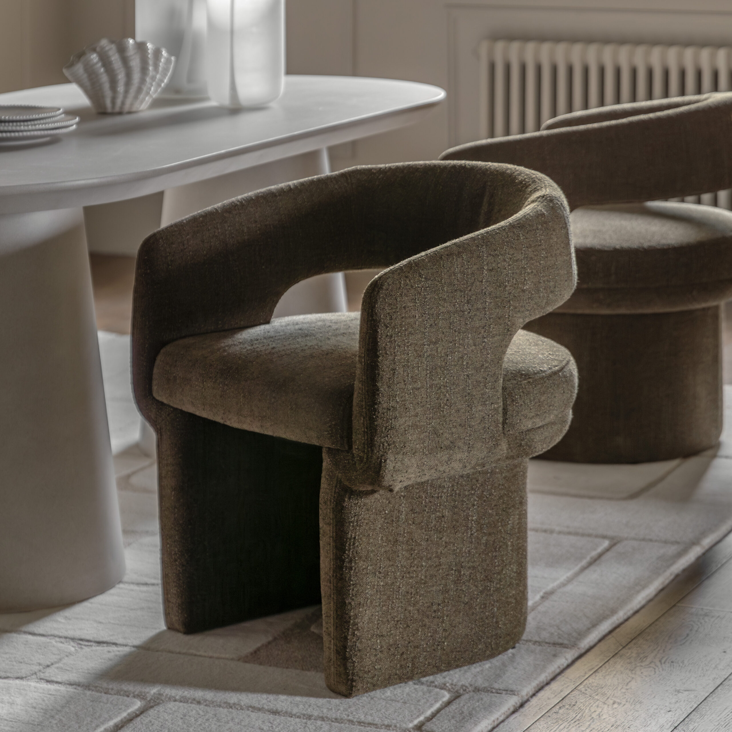 Chelsea Green Boucle Dining Chair