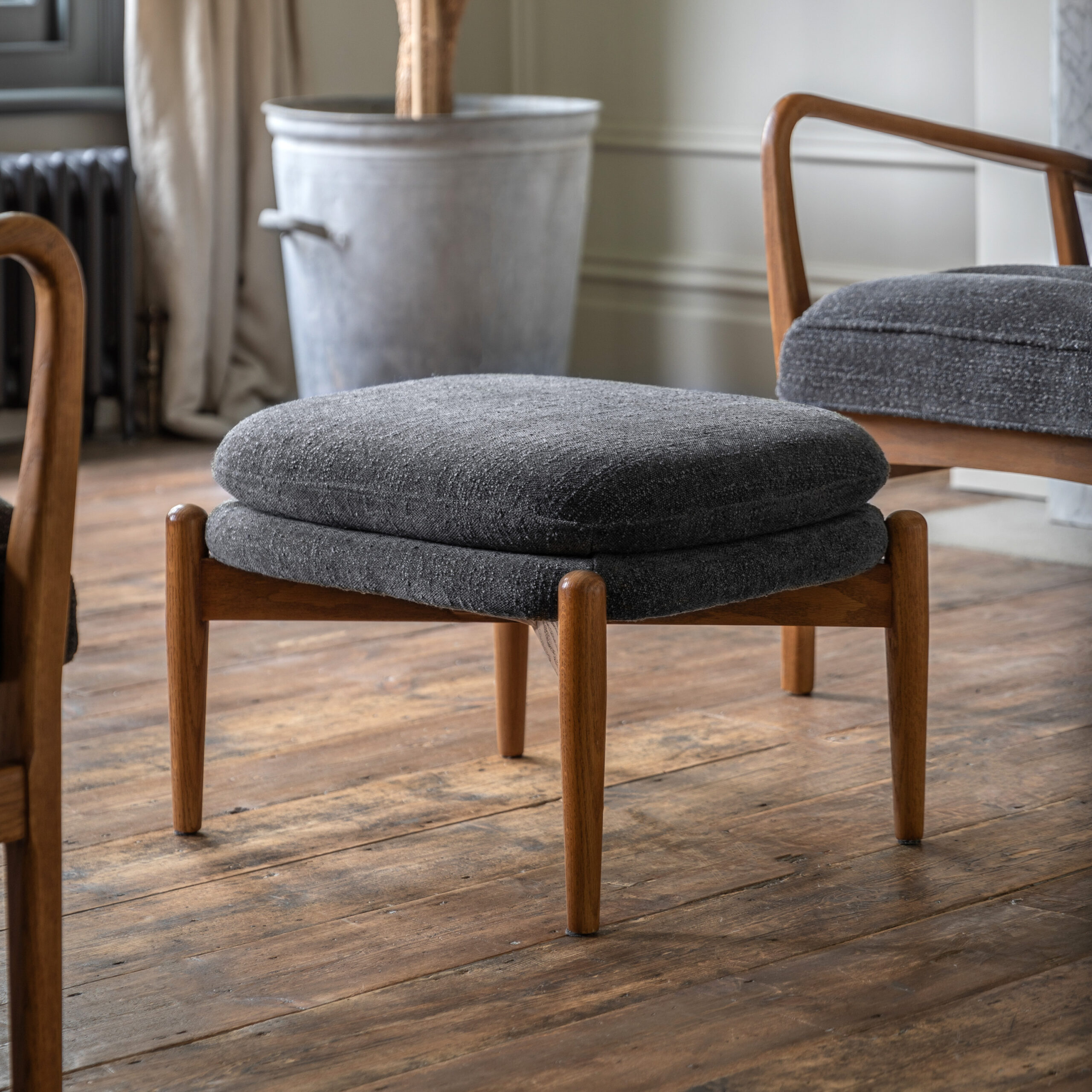 Camden Footstool Charcoal Boucle