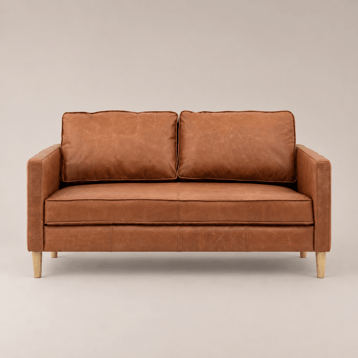 rengard home interior furniture leather brown sofa 2 seater