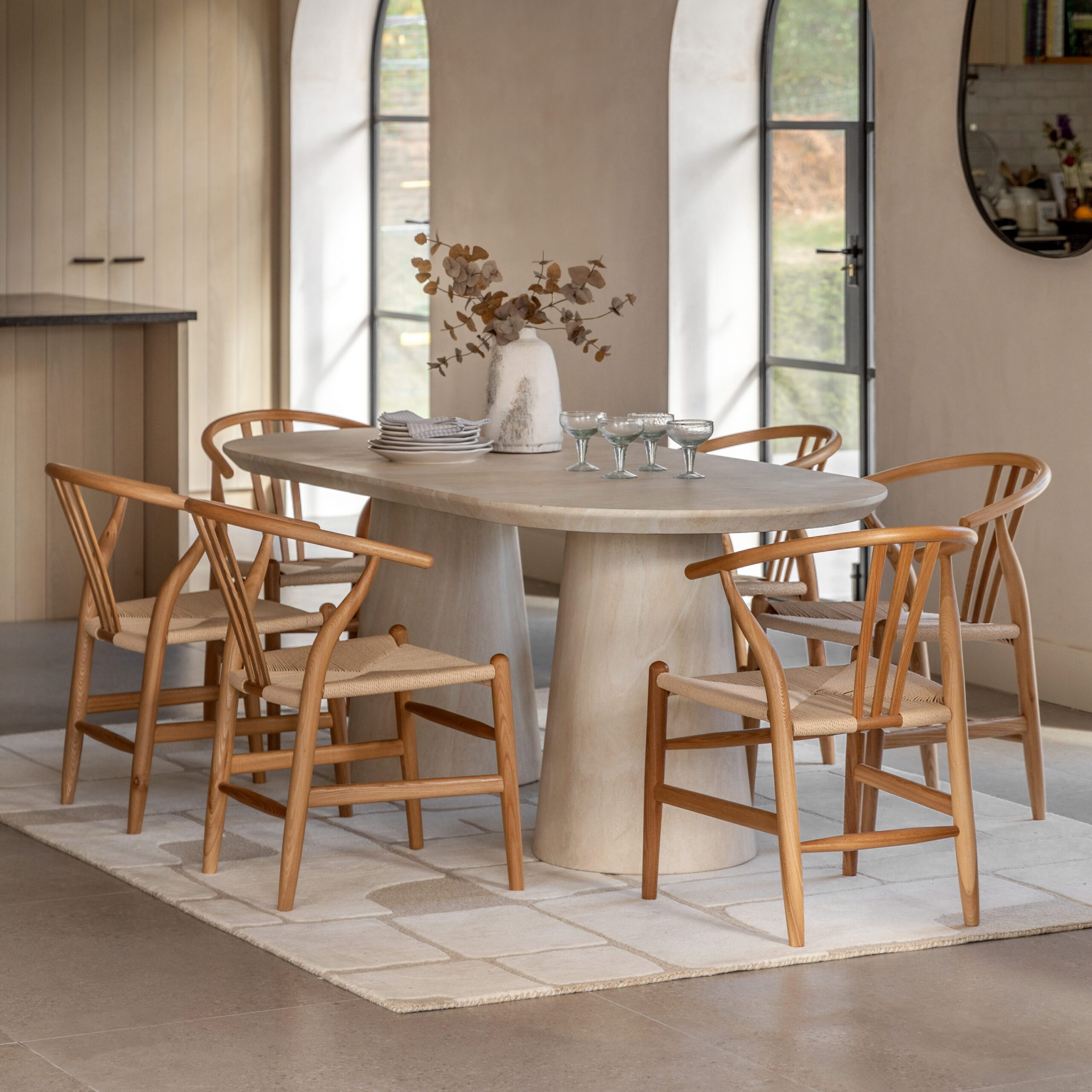 Avola Oval Dining Table Travertine