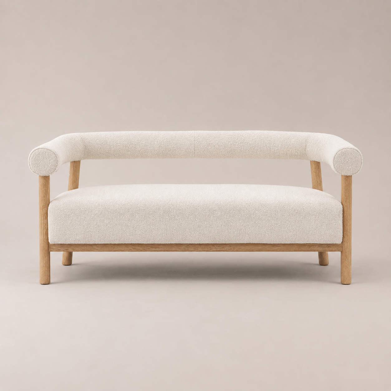 rengard indoor home interior sofa white cream boucle wood