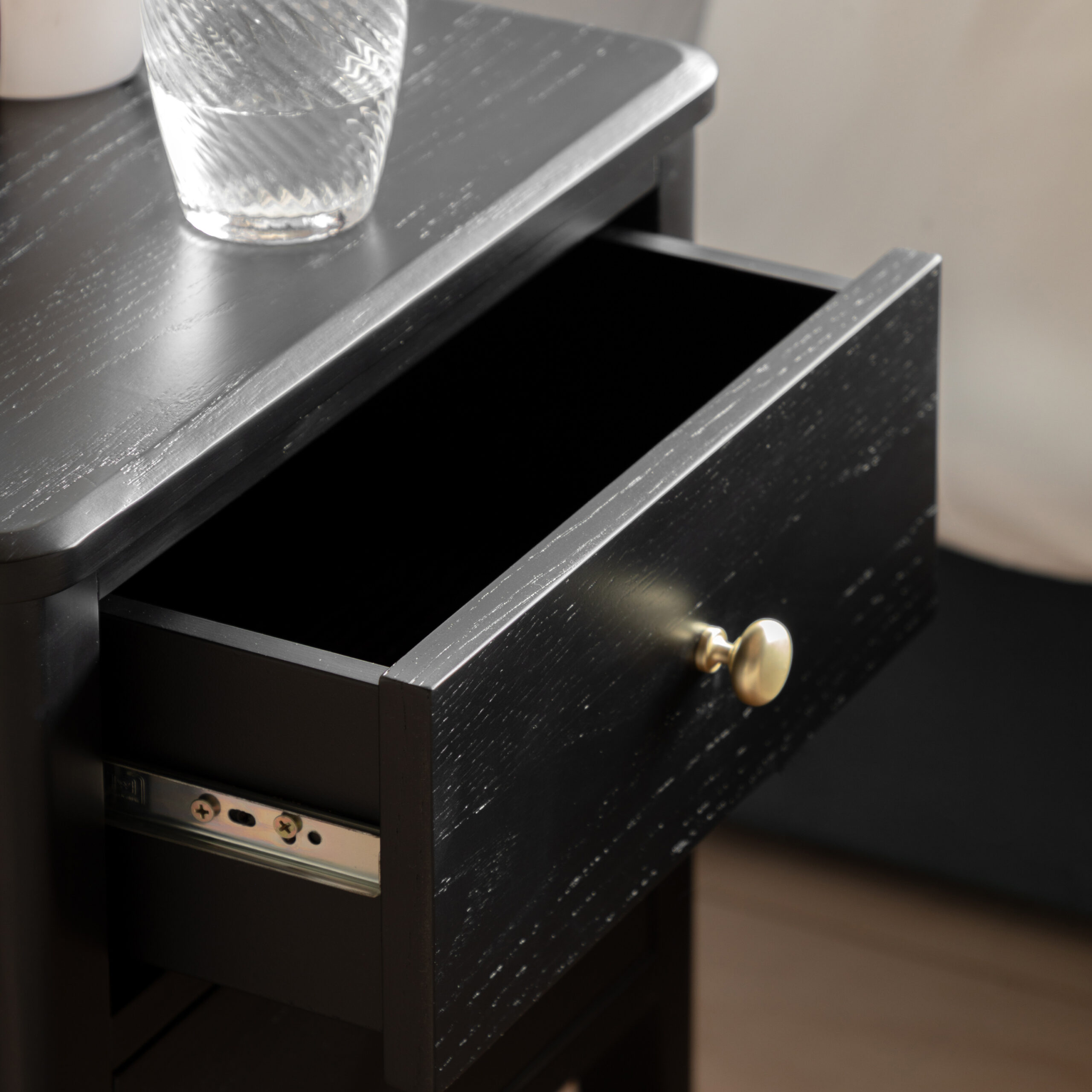 Marlow 2 Drawer Bedside Table Black - Image 3