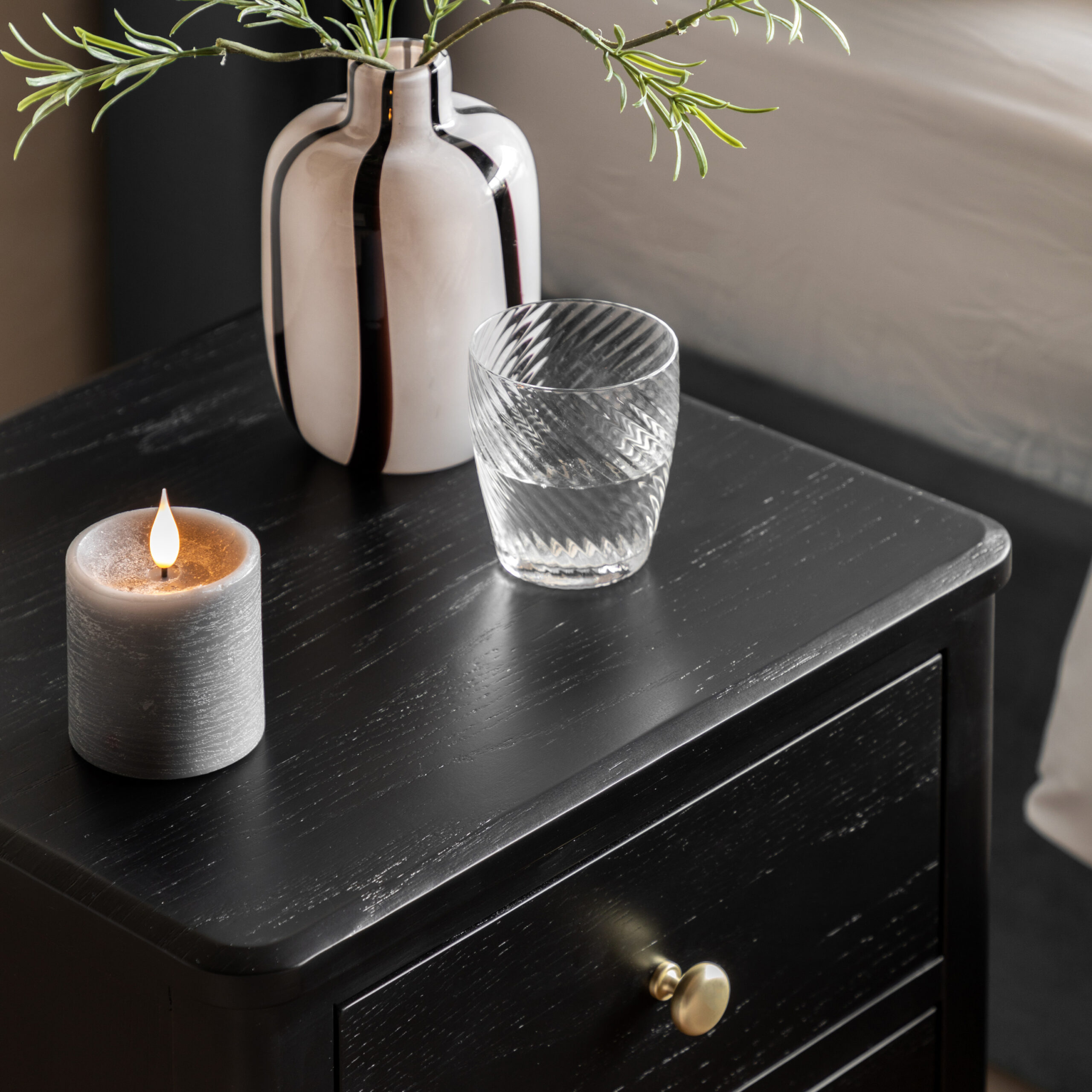 Marlow 2 Drawer Bedside Table Black - Image 2