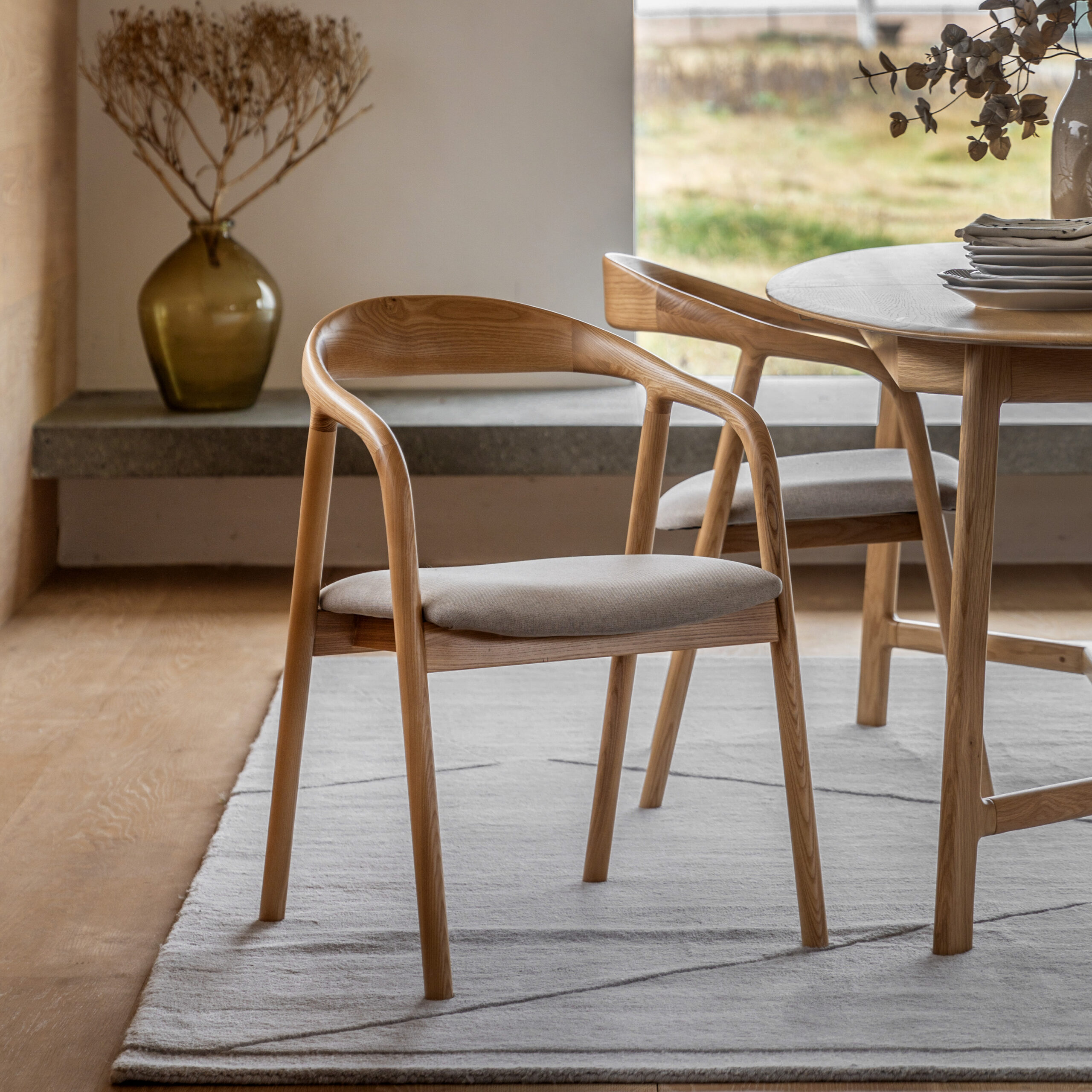 Toledo Oak Upholstered Dining Chairs - Set of 2 Chairs