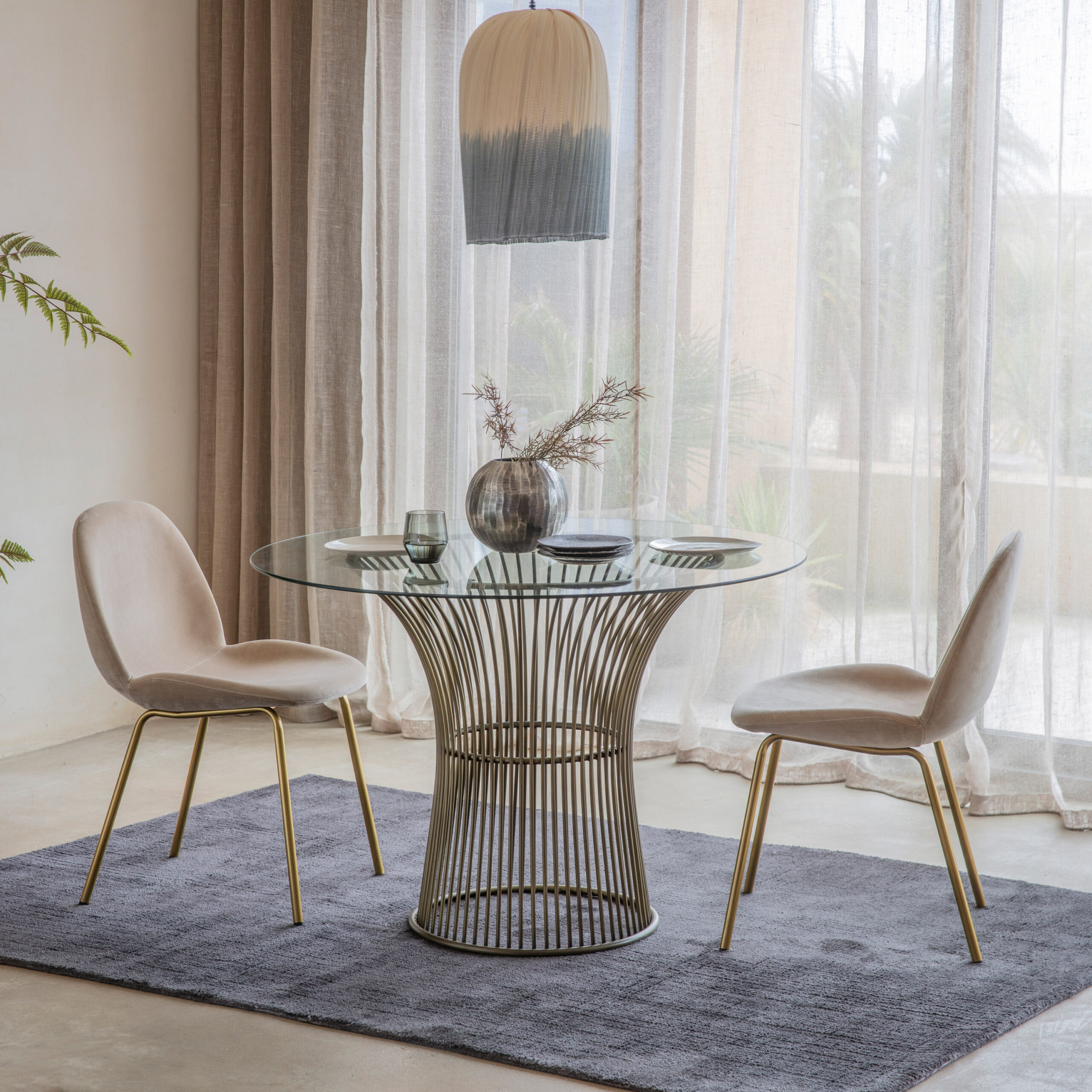 Callahan Oatmeal Velvet Dining Chairs - Set of 2 Chairs - Image 2