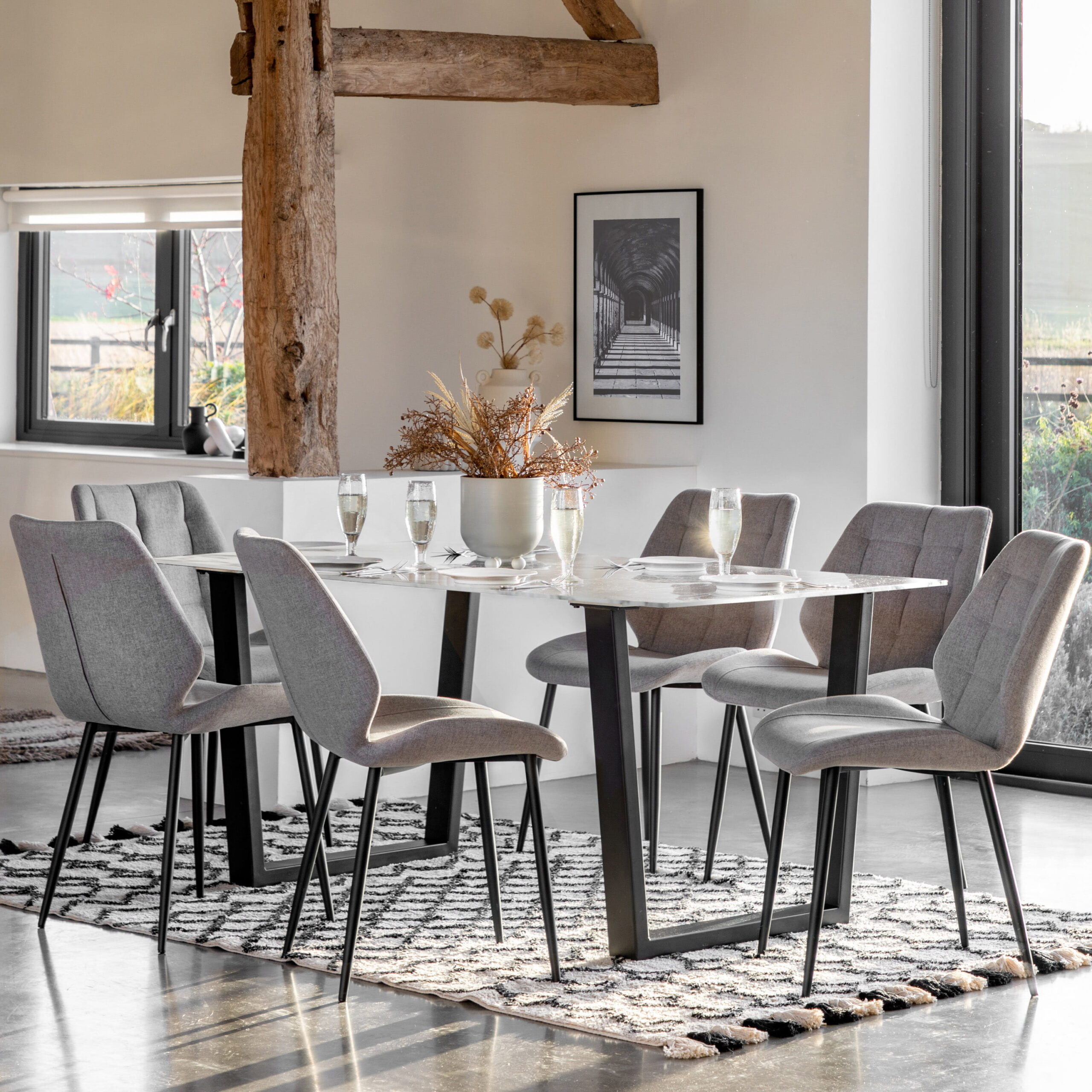Harrison Dining Table White Marble Effect