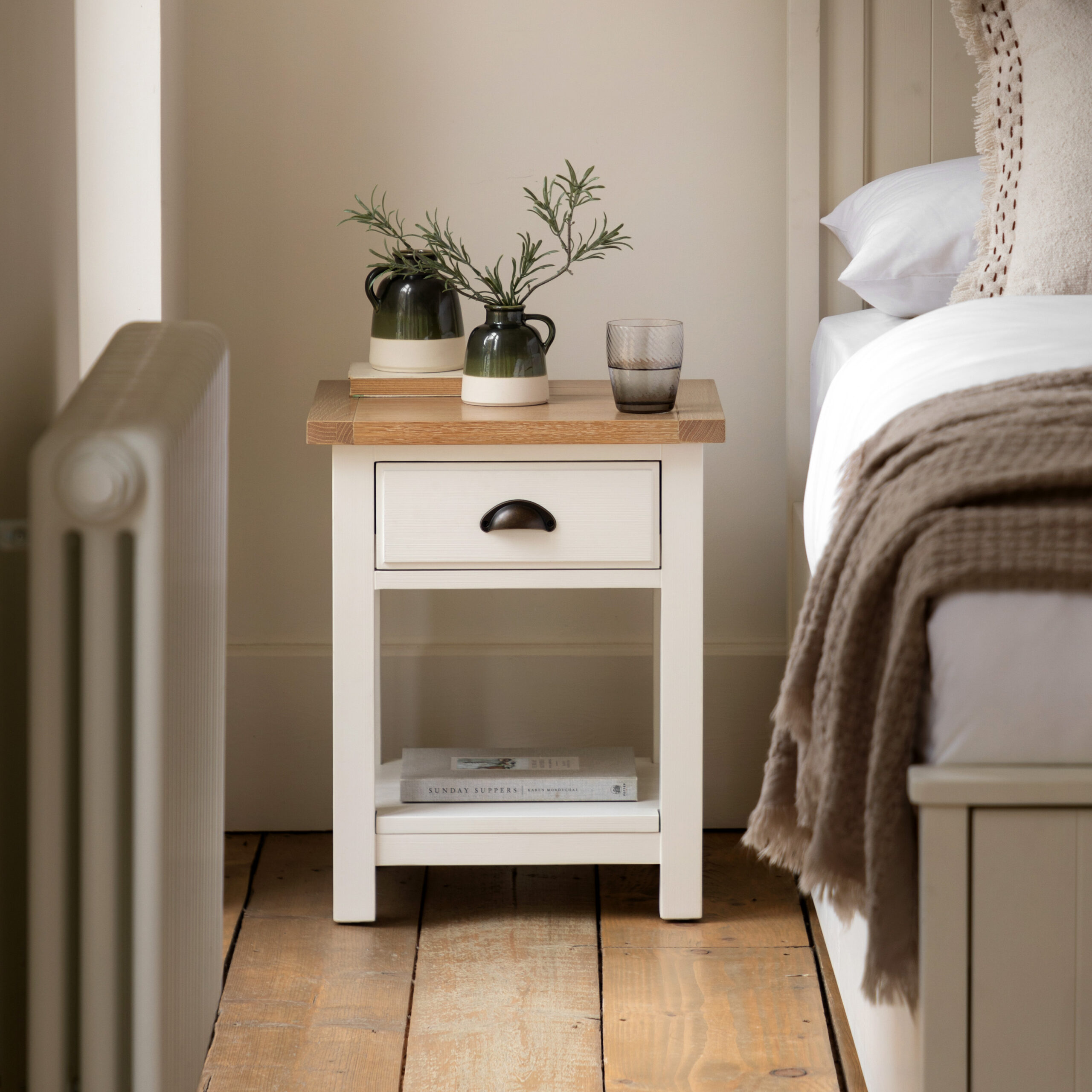 Harrow 1 Drawer Bedside Table White
