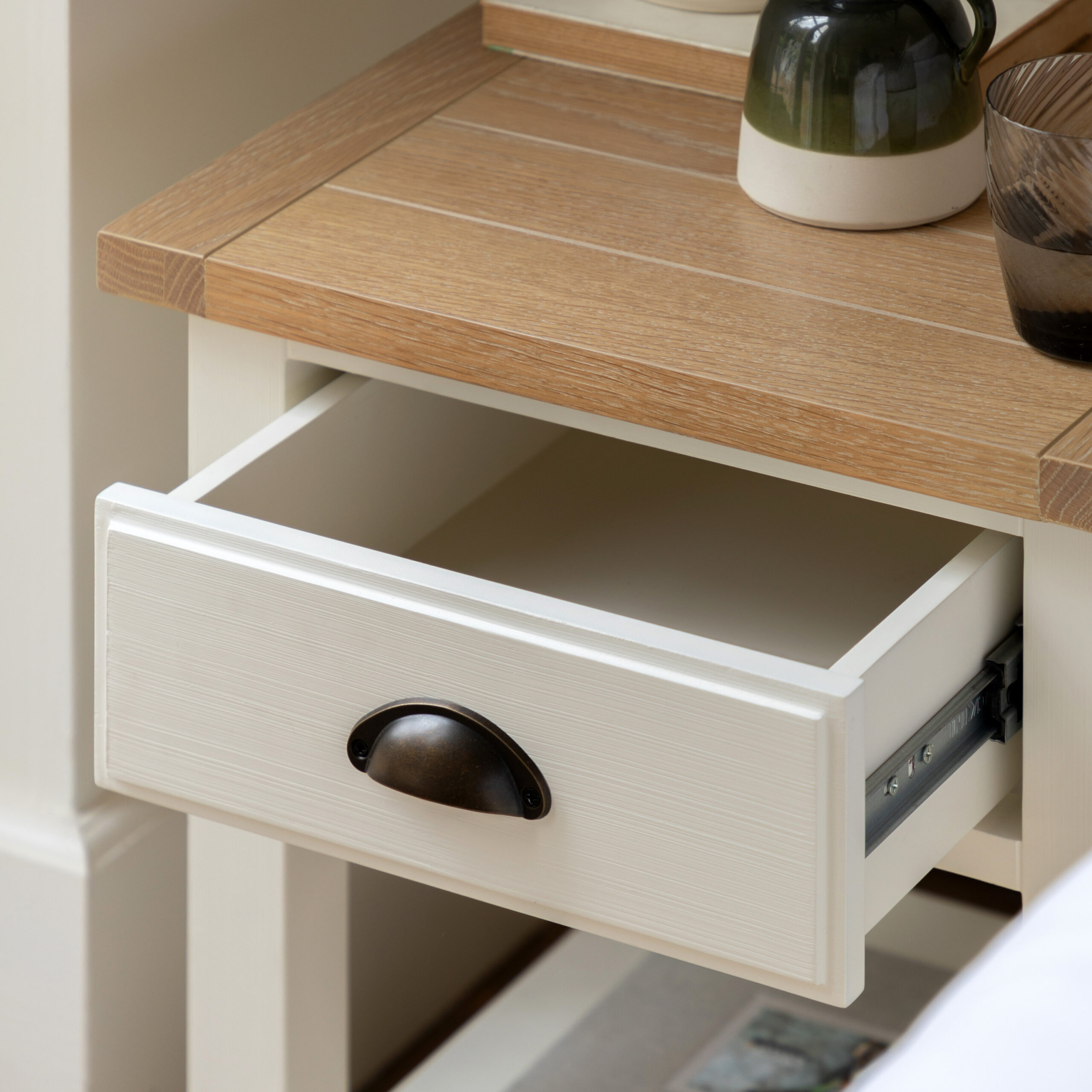 Harrow 1 Drawer Bedside Table White - Image 3