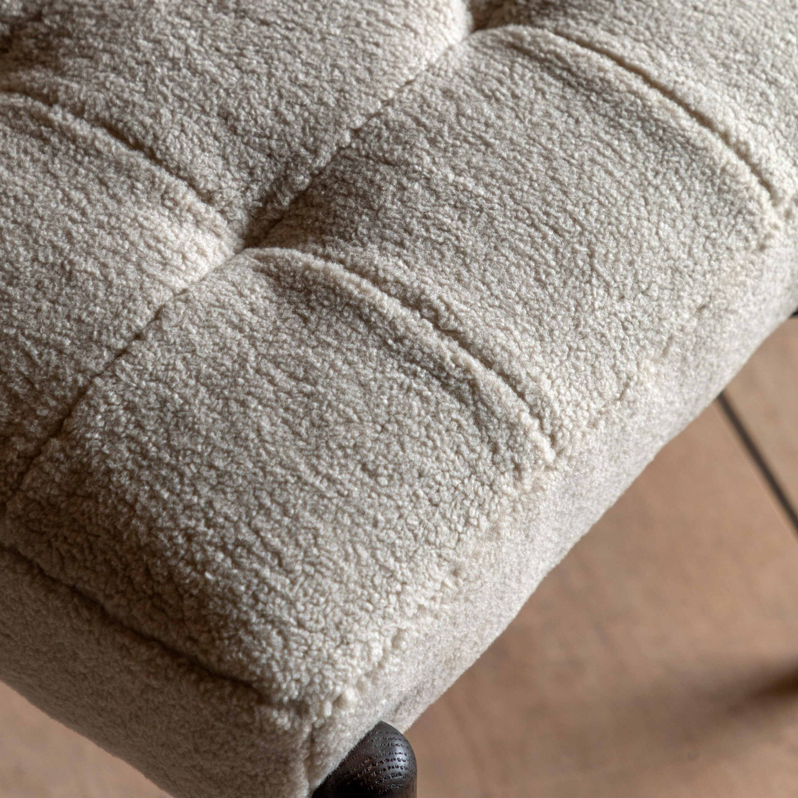 Hoxton Footstool Cream Faux Sheepskin - Image 3