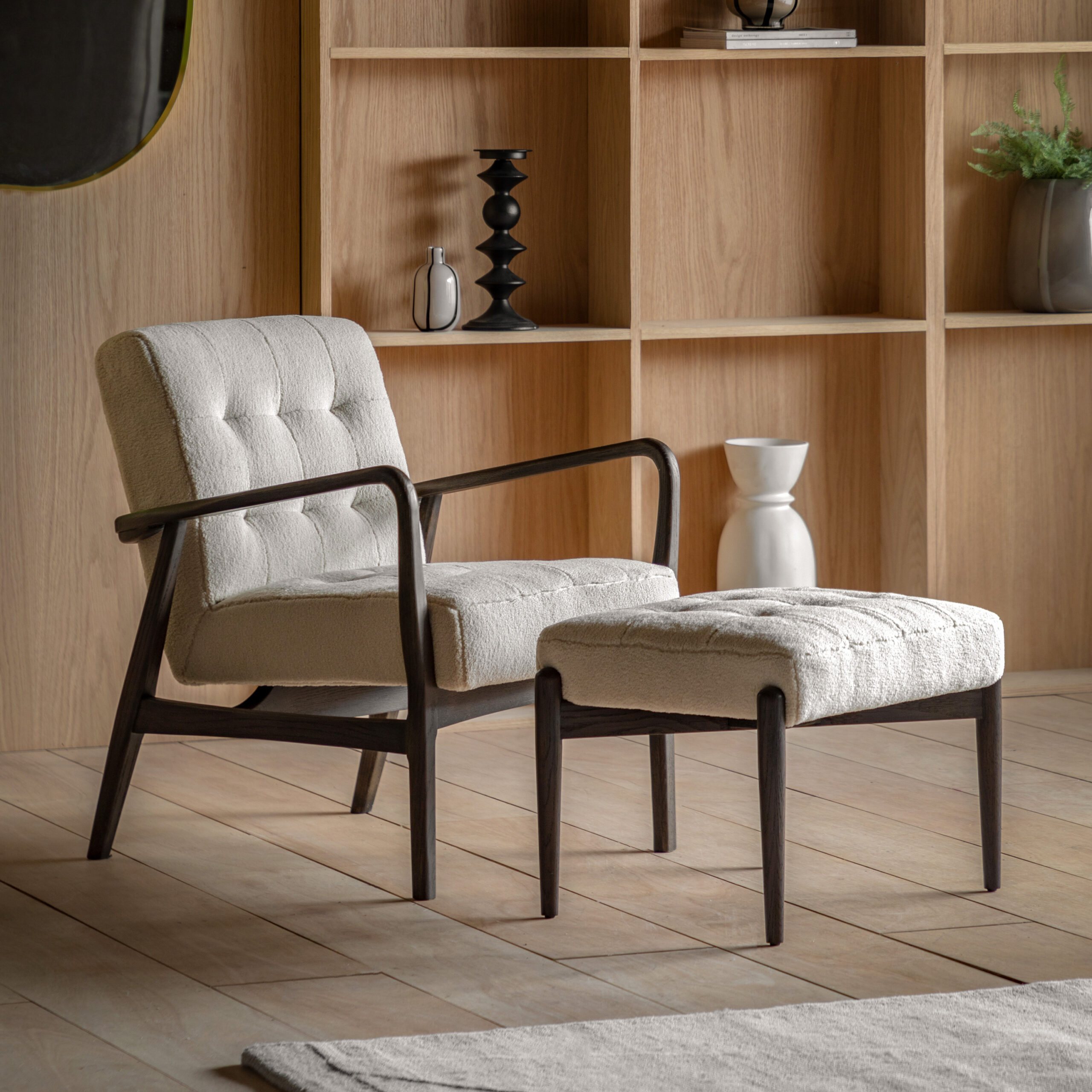 Hoxton Footstool Cream Faux Sheepskin - Image 4