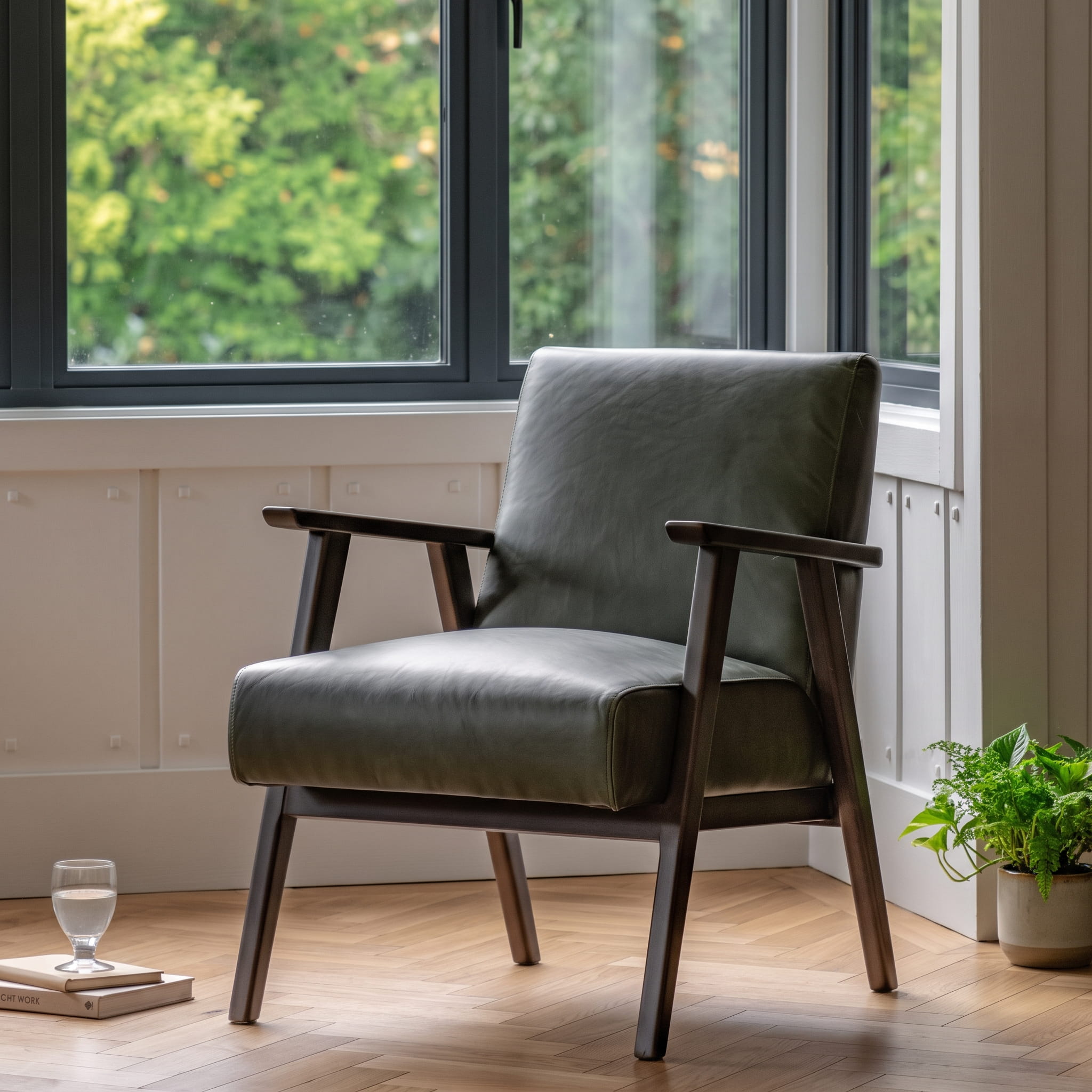 Goodwick Green Leather Armchair - Image 2