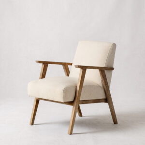 rengard home indoor interior accent natural linen and wood armchair