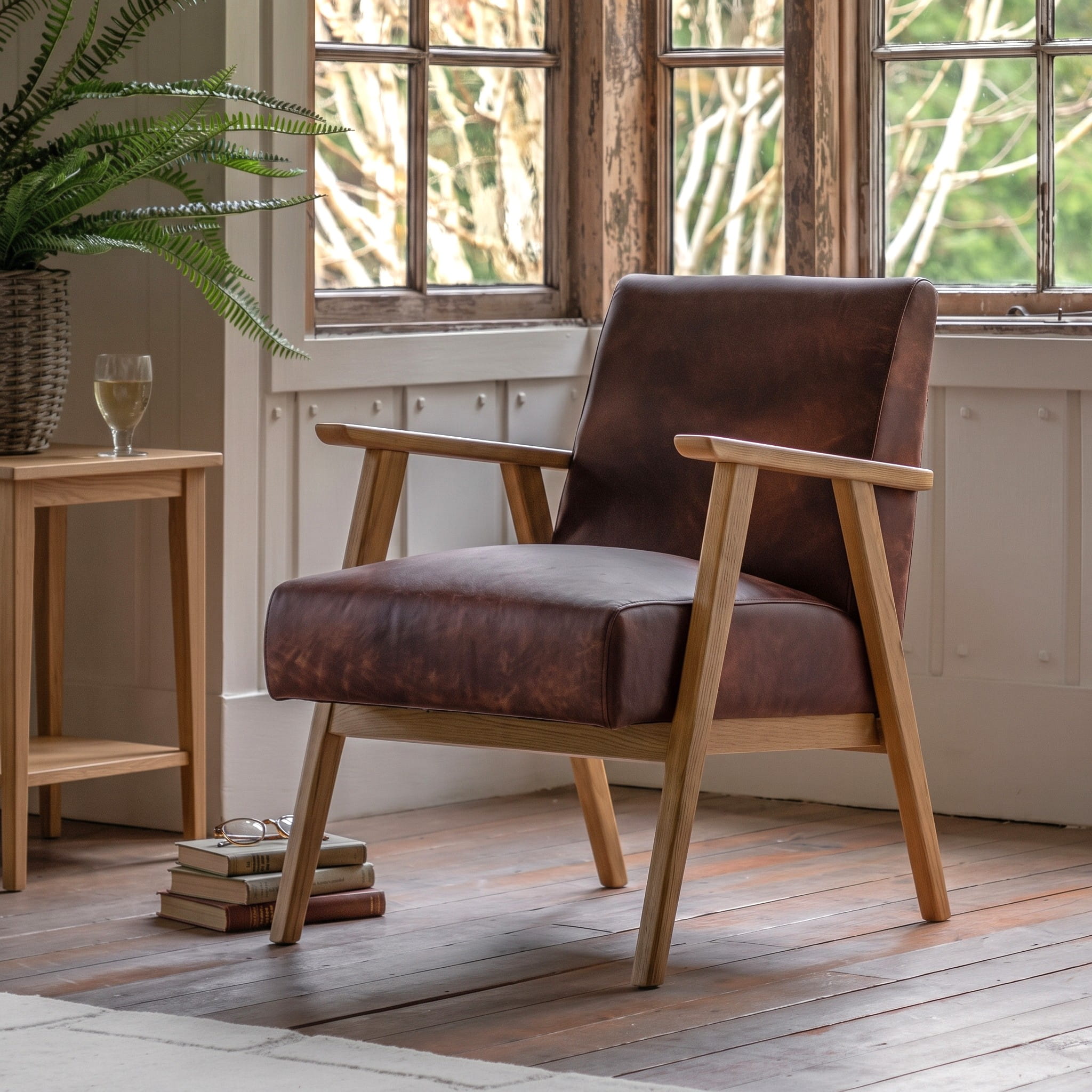 Goodwick Vintage Brown Leather Armchair - Image 2