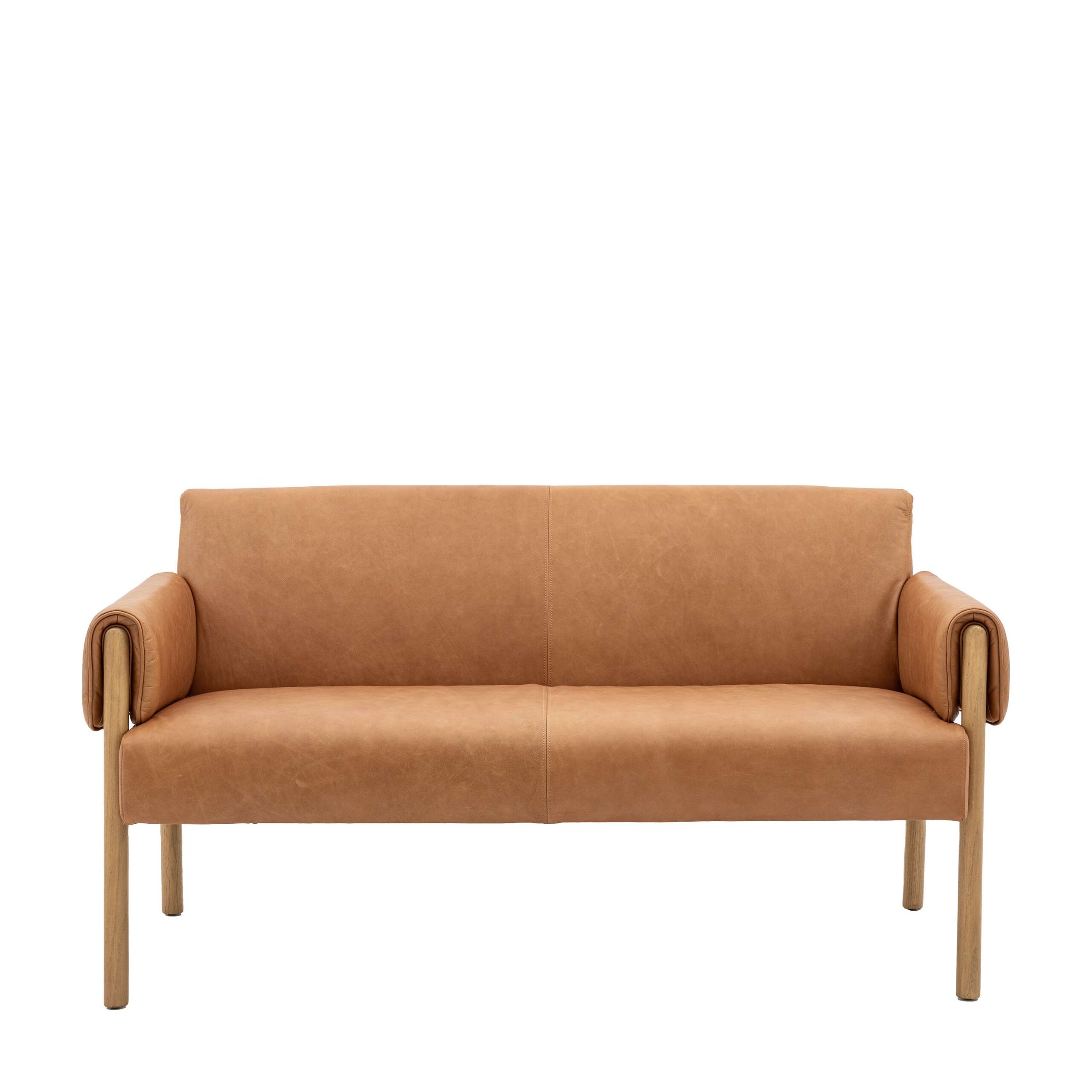 Straven 2 Seater Sofa Brown Leather - Image 7