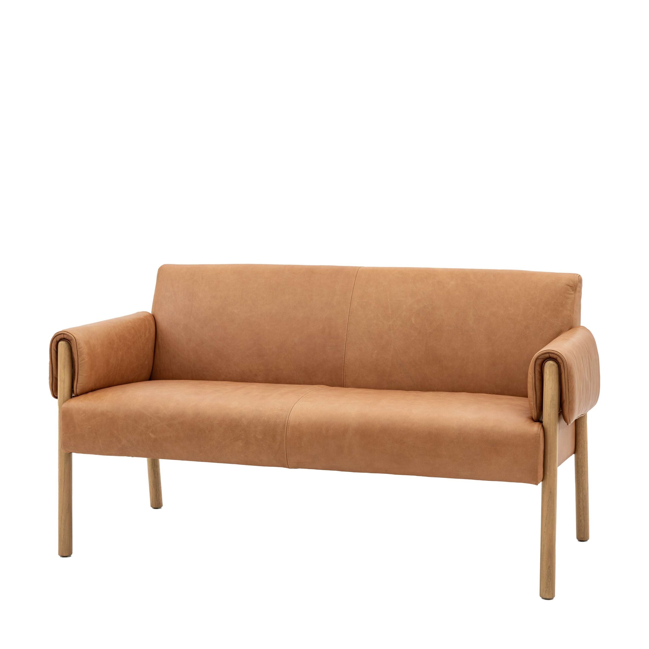 Straven 2 Seater Sofa Brown Leather - Image 8