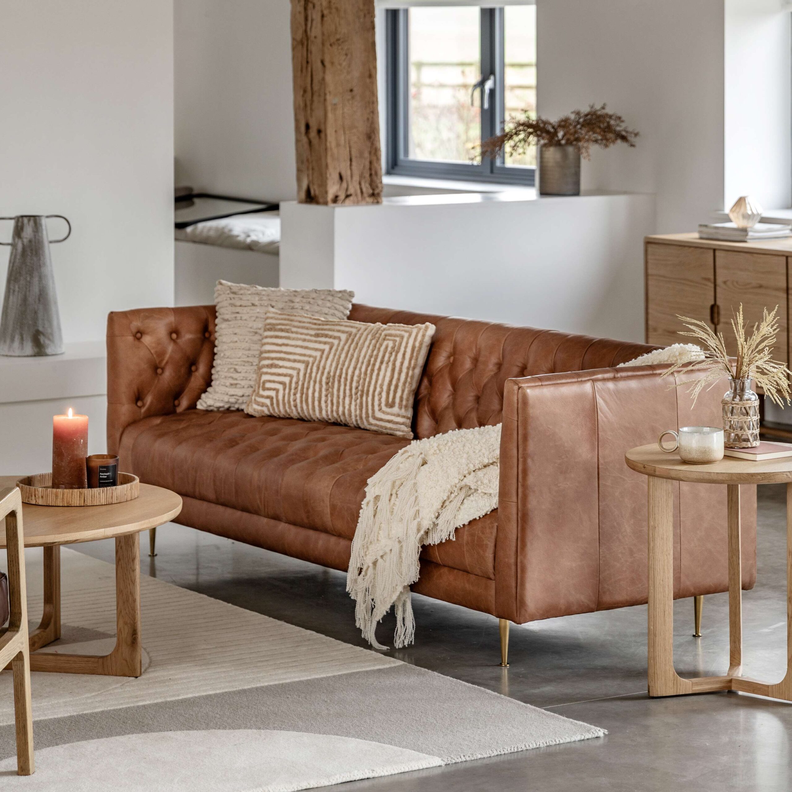 Dalven Sofa Antique Brown Leather - Image 2