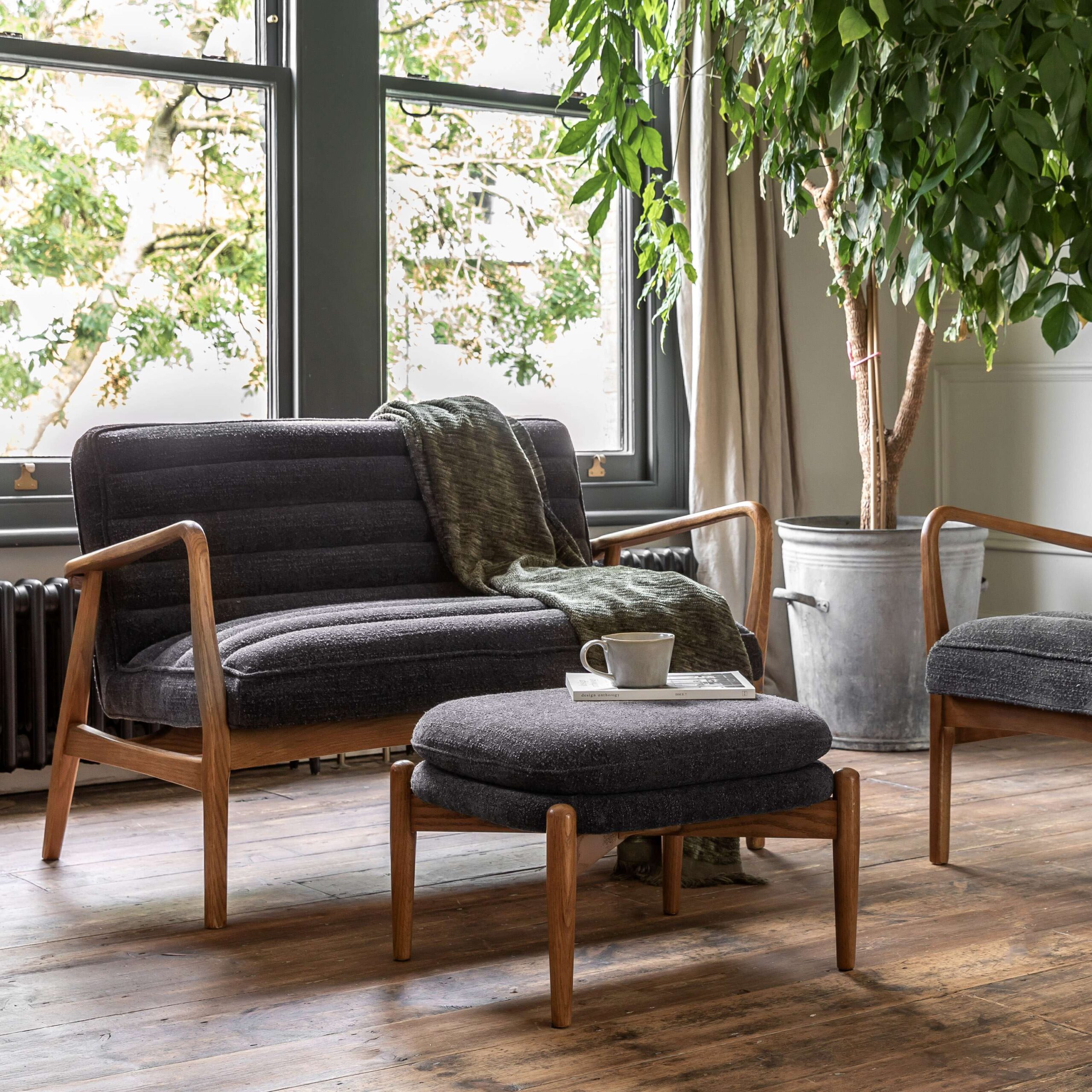 Camden 2 Seater Sofa Charcoal Boucle - Image 2