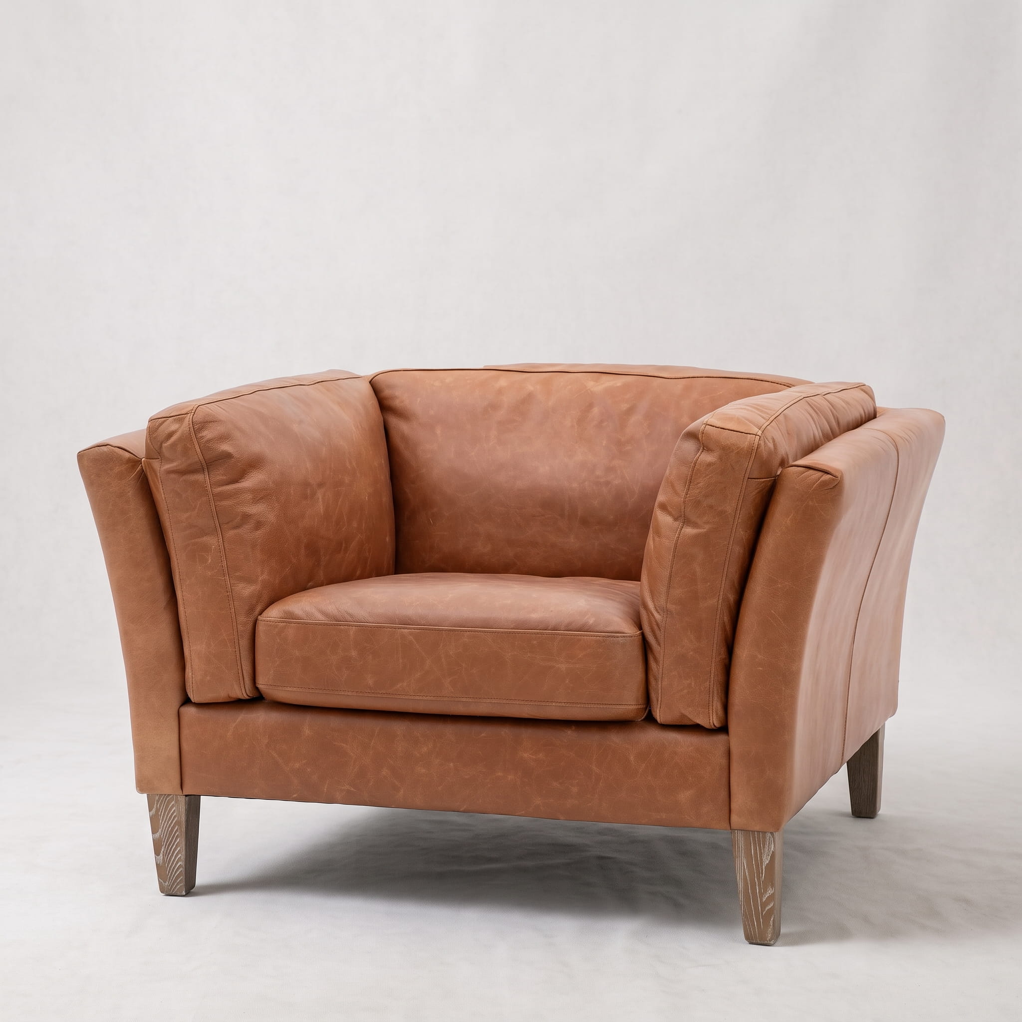 rengard home indoor large natural brown leather armchair love seat