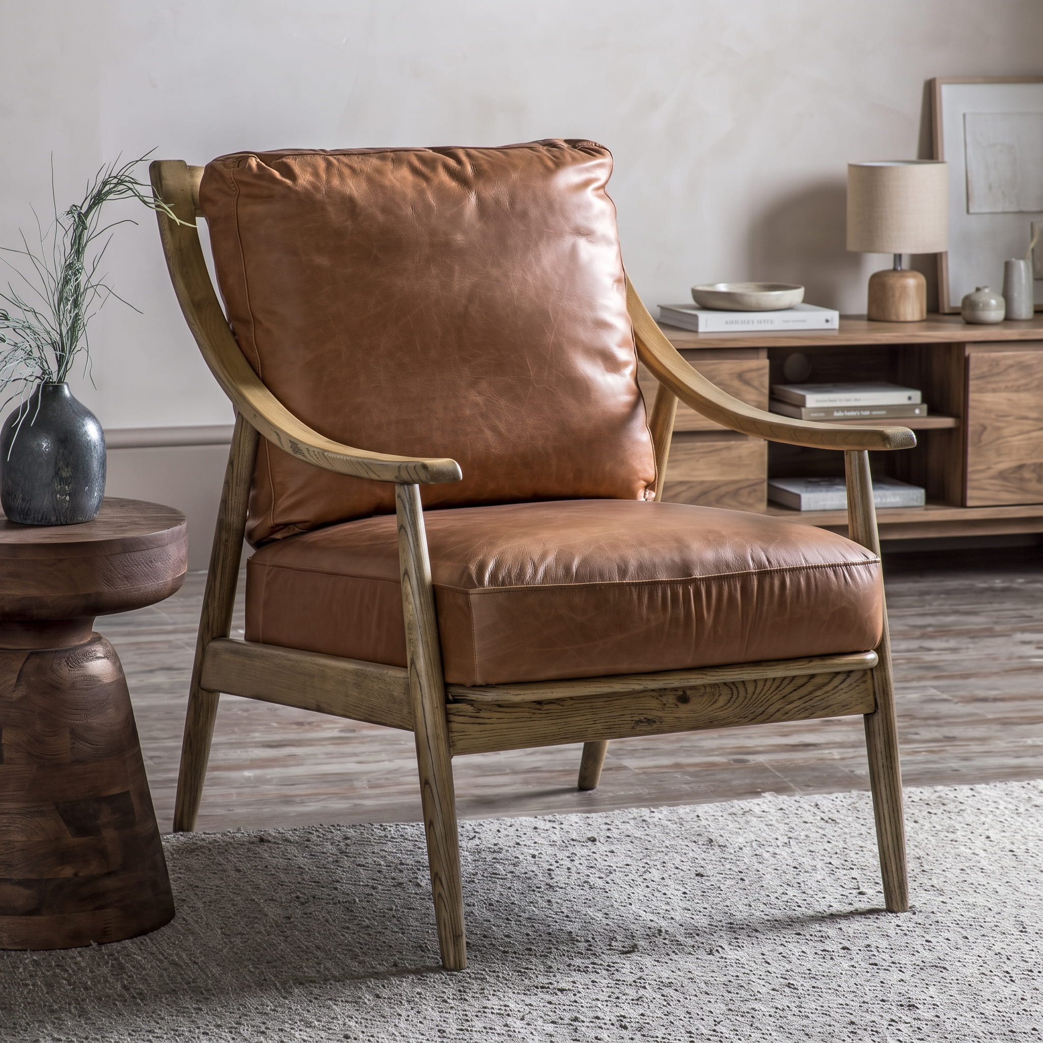 Arden Brown Leather Armchair - Image 2