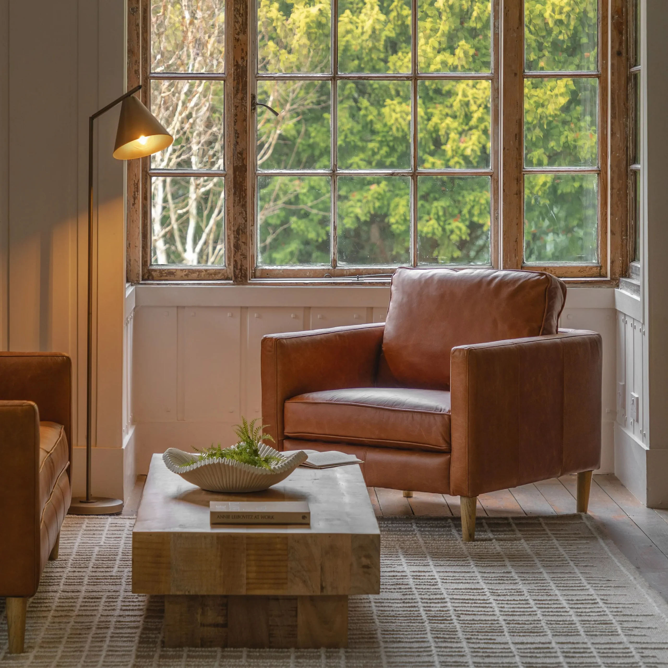 Oswin Vintage Brown Leather Armchair - Image 2
