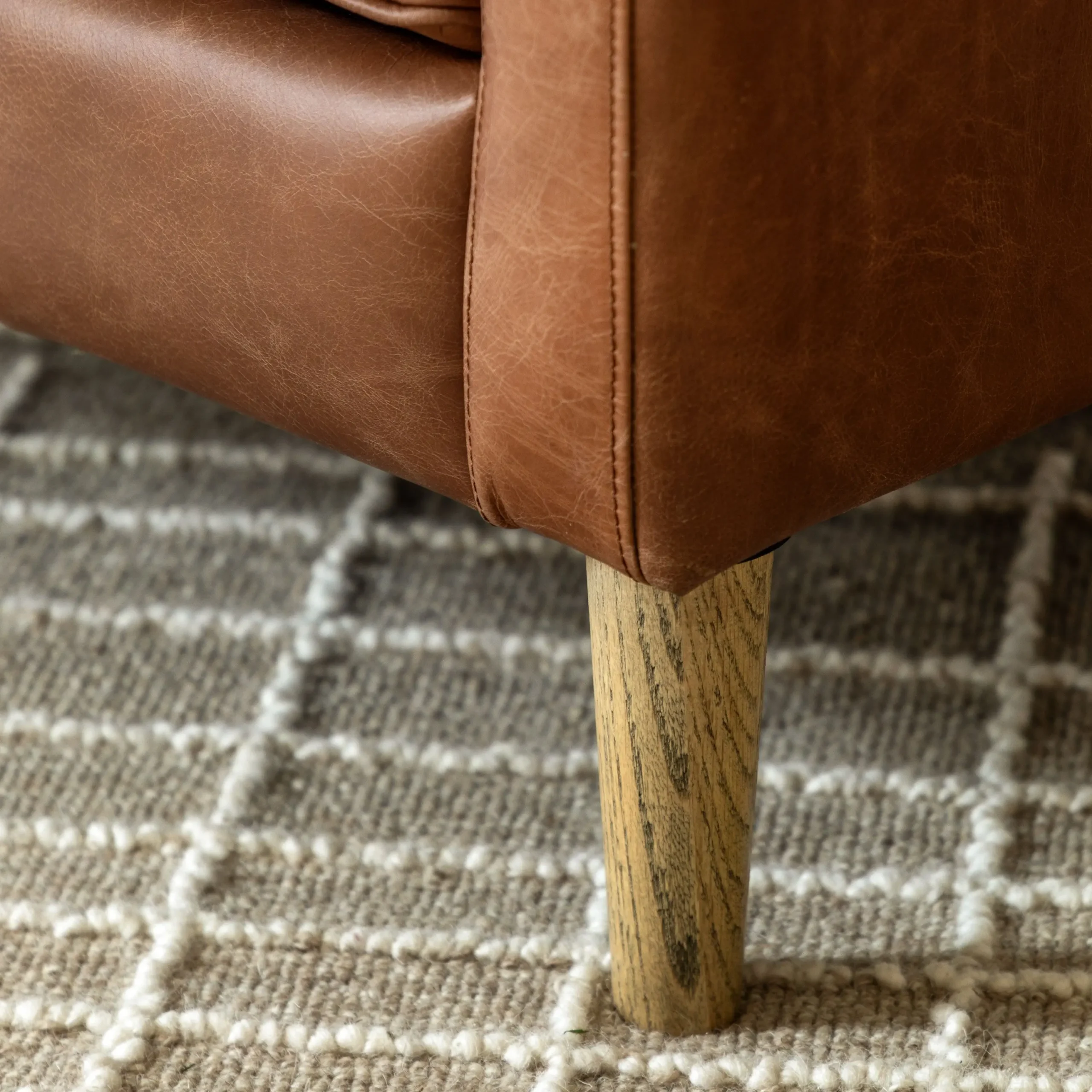 Oswin Vintage Brown Leather Armchair - Image 4