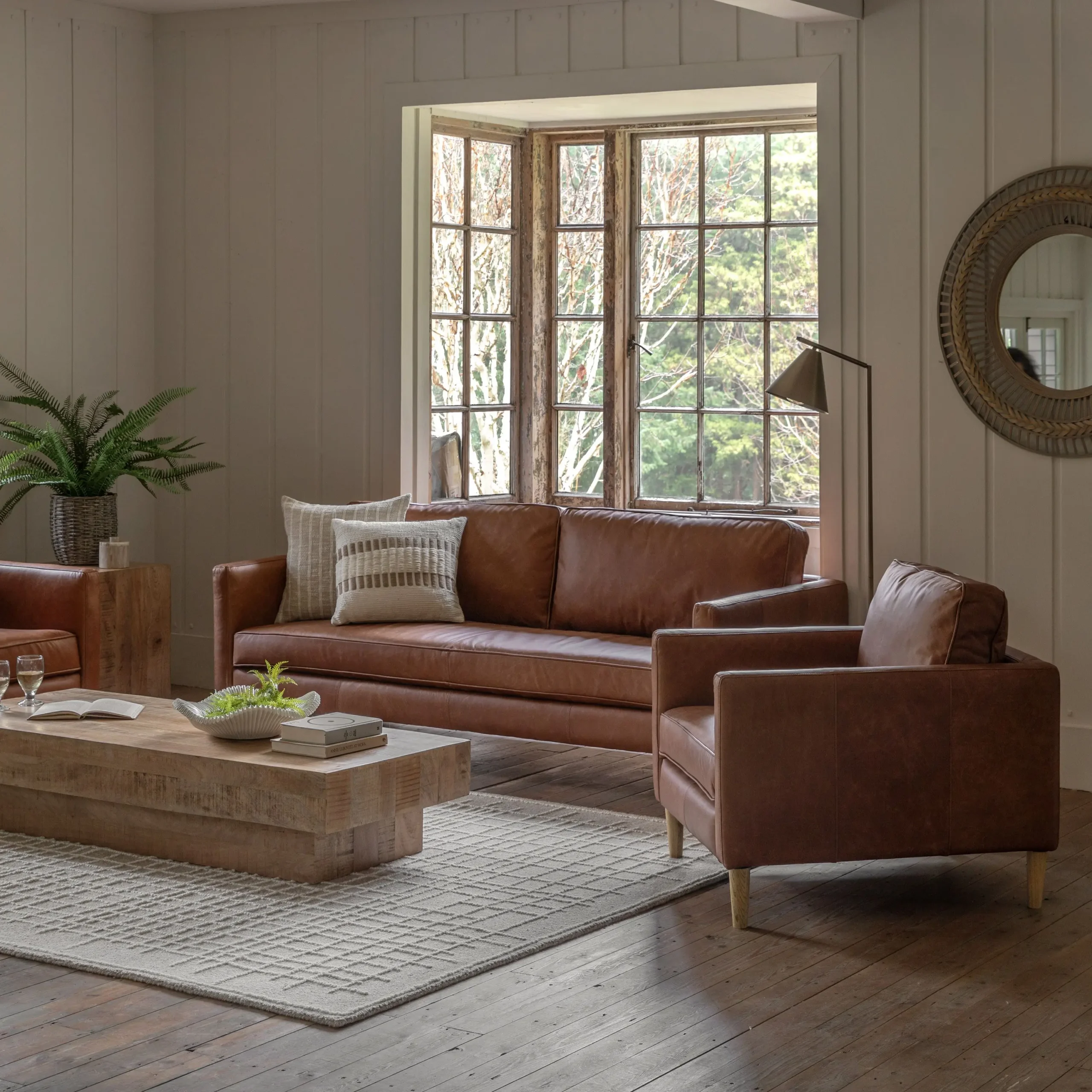 Oswin Vintage Brown Leather Armchair - Image 5