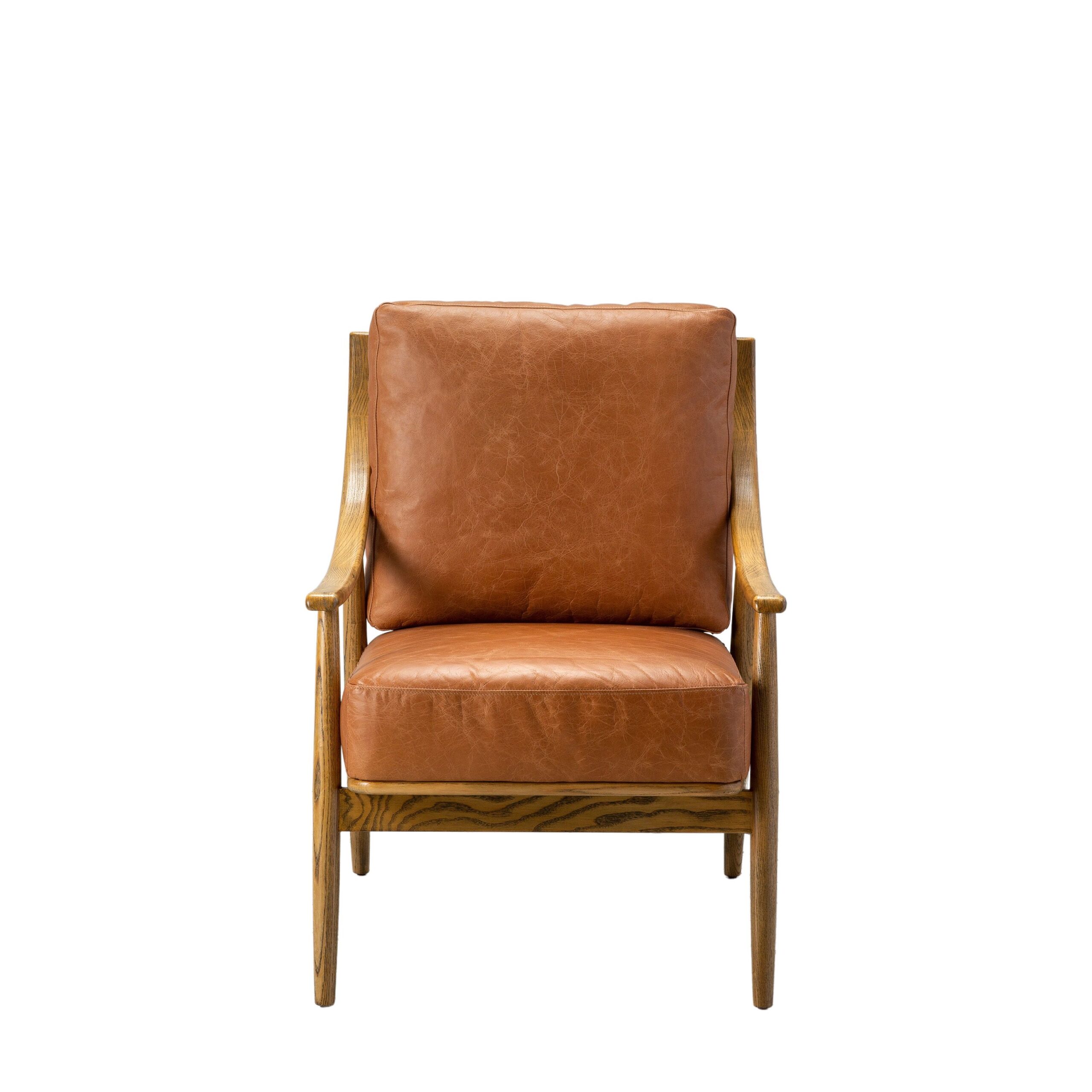 Arden Brown Leather Armchair - Image 5